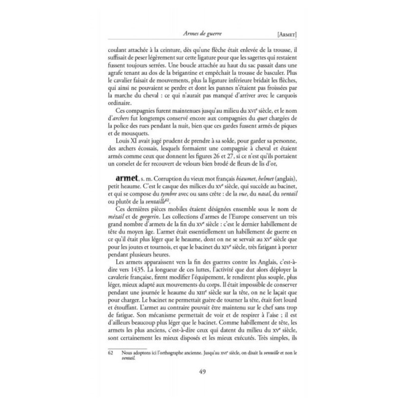 Dictionnaire des armes offensives et défensives (French)